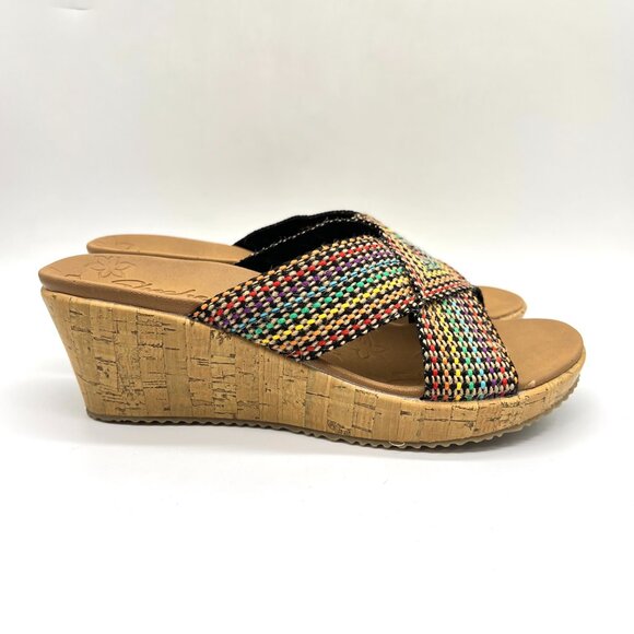 Skechers Cali Womens Beverlee Delighted Wedge Vegan Sandals Rainbow Multicolor - Picture 1 of 15